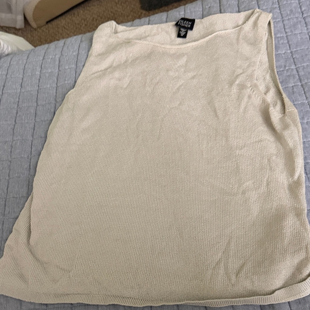 Eileen Fisher Ivory Knit Tank Top